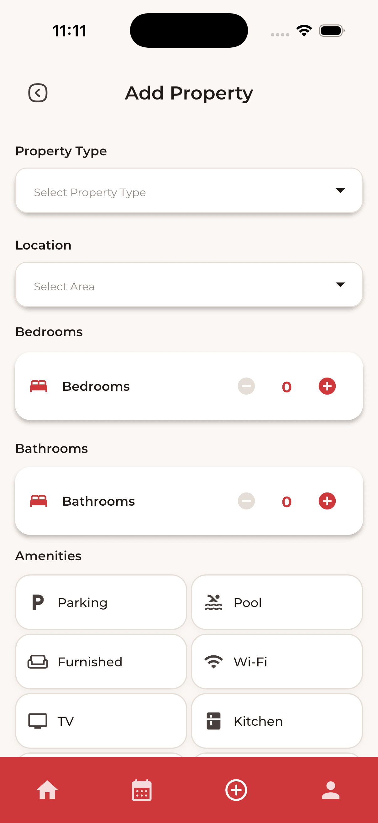 Add Property app screen