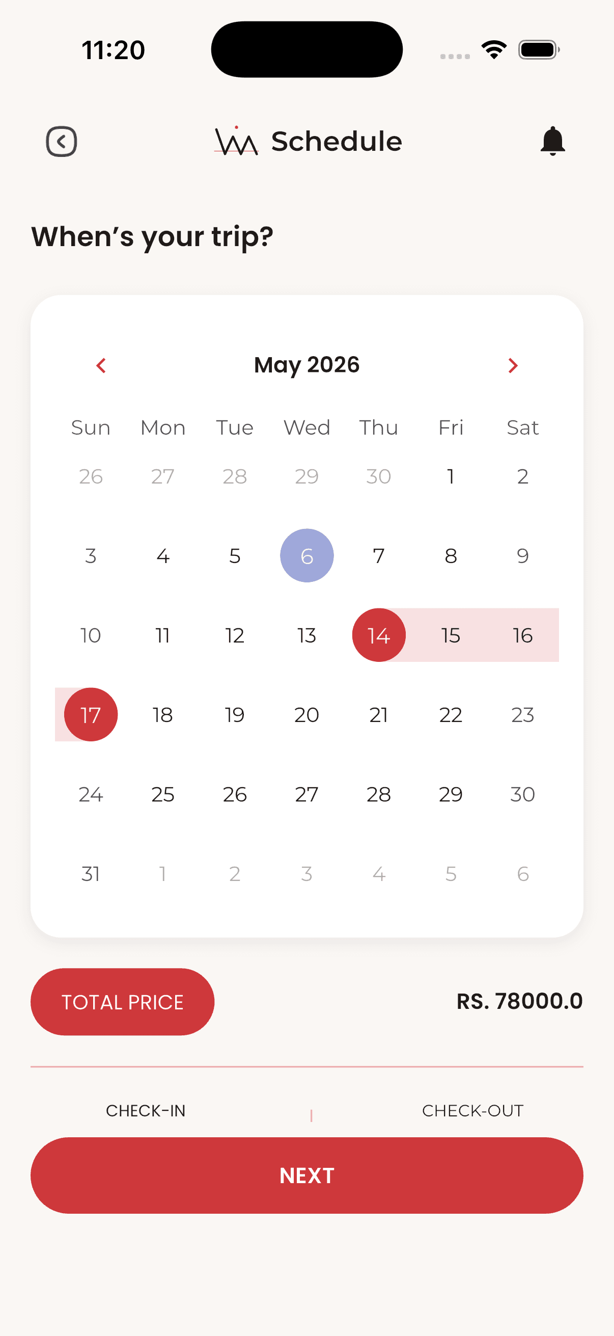 Set Your Schedule app screen